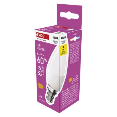 E14 gyertya LED-izzó – 6,5 W – EMOS ZQ3E43